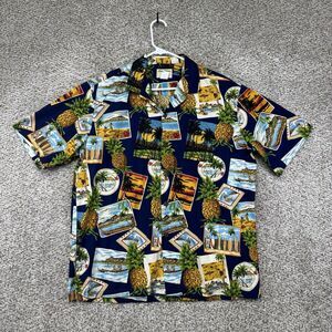 Vintage Leilani Collections Hawaii‎ Shirt Men's Size XL All Over Pineapple Print